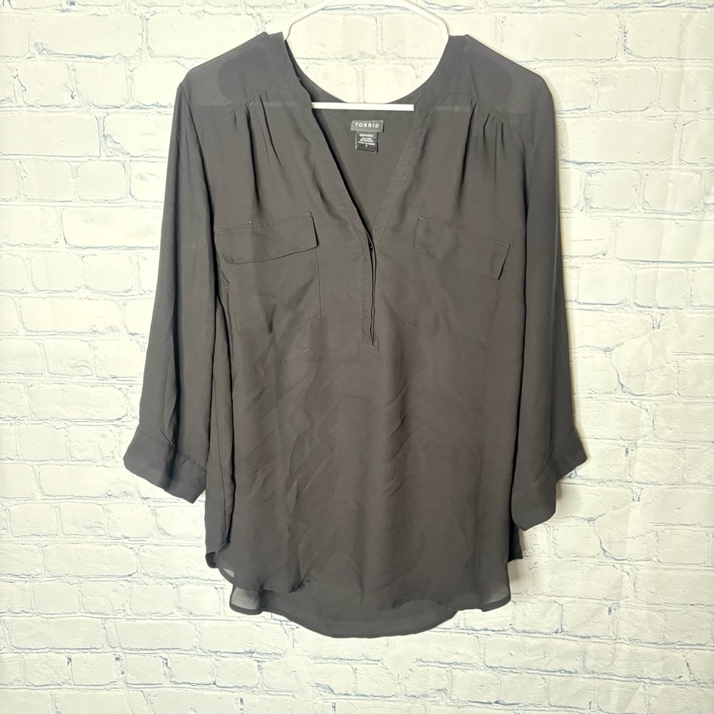 Torrid Harper Black Georgette Pullover Blouse torrid size 2